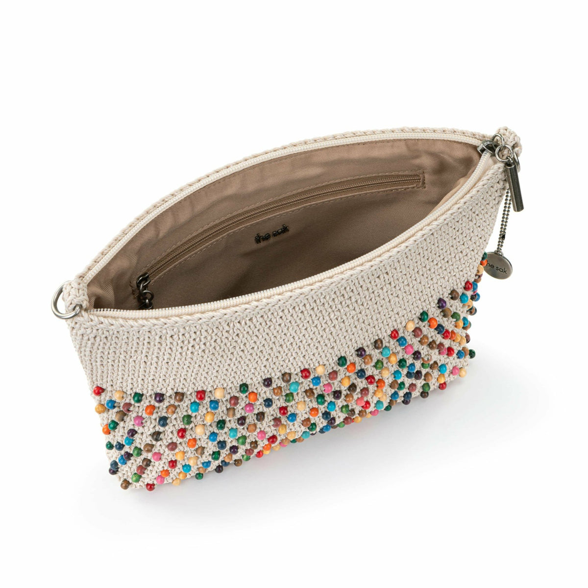 The Sak Lumi Crossbody Bag in Ecru Multi Beads Crochet
