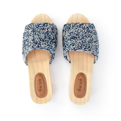 The Sak Ella Clog Sandal in Blue Static Shell Crochet