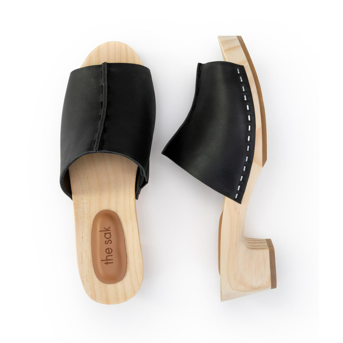 The Sak Ella Clog Sandal in Black Leather