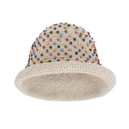 The Sak Lanie Bucket Hat in Ecru Multi Beads Crochet