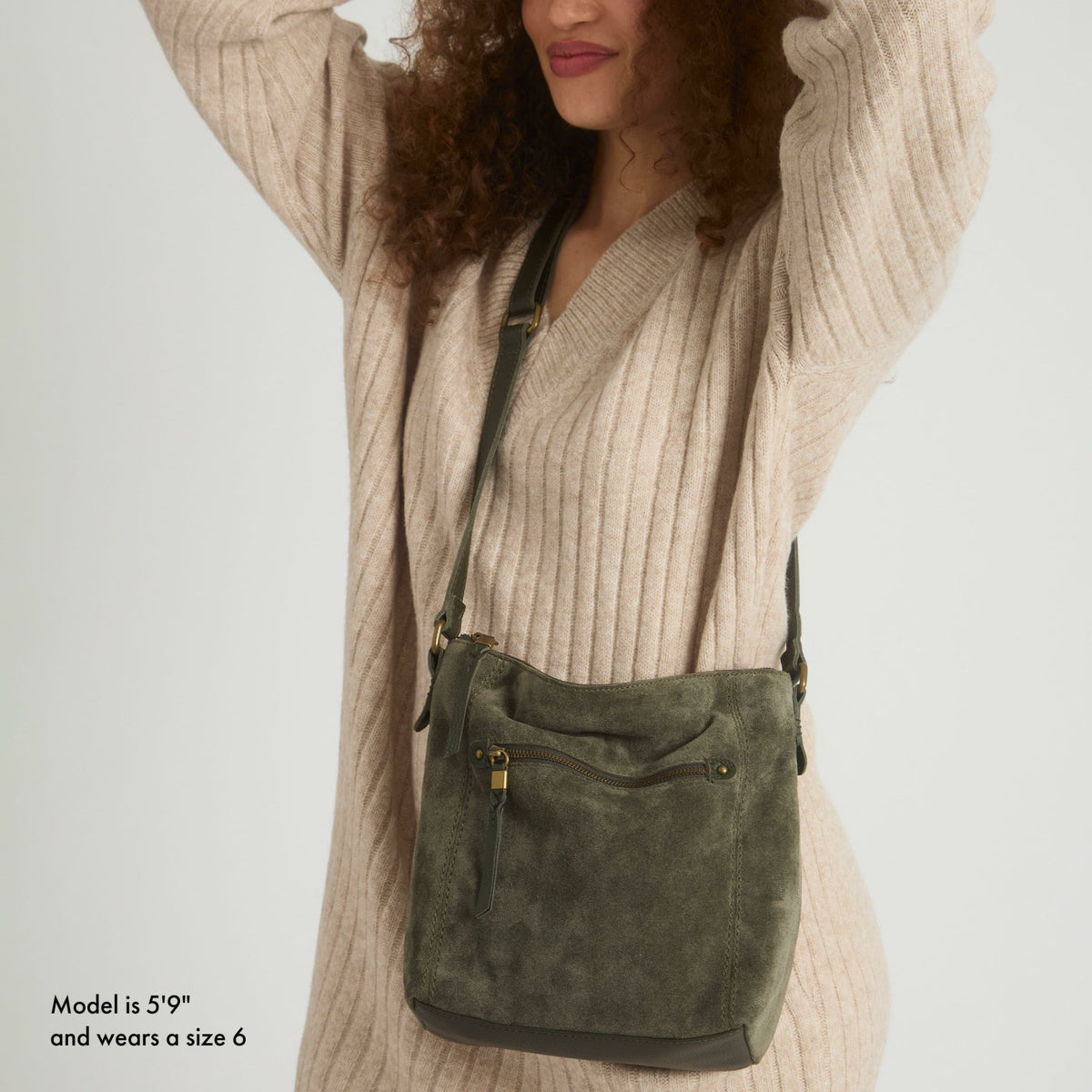 The Sak Ashland Crossbody Bag in Moss Suede