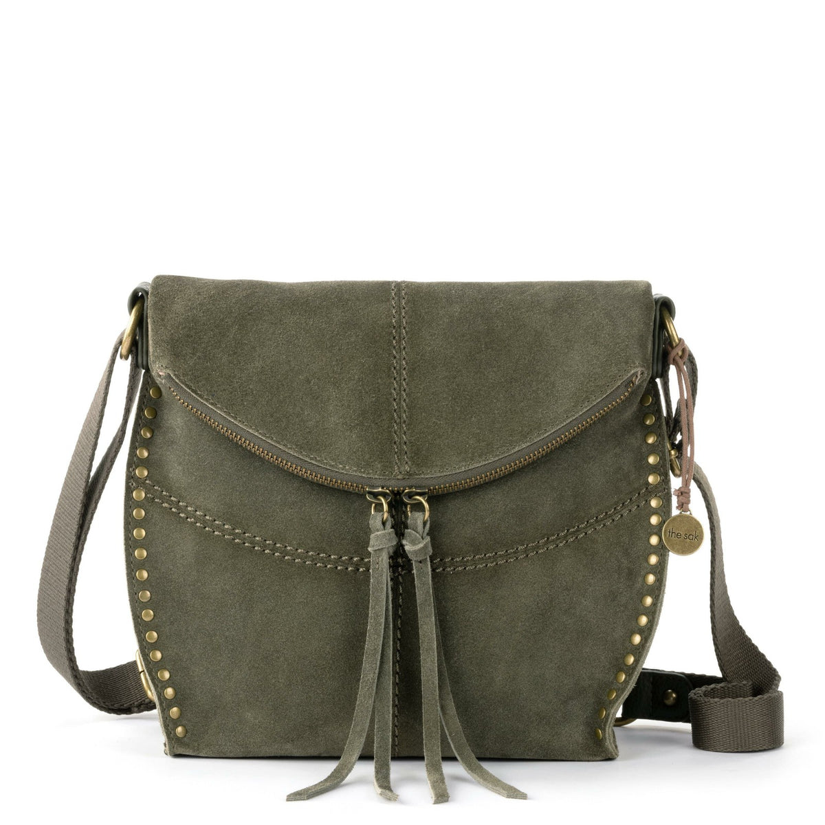 The Sak Silverlake Flap Crossbody Bag in Moss Suede