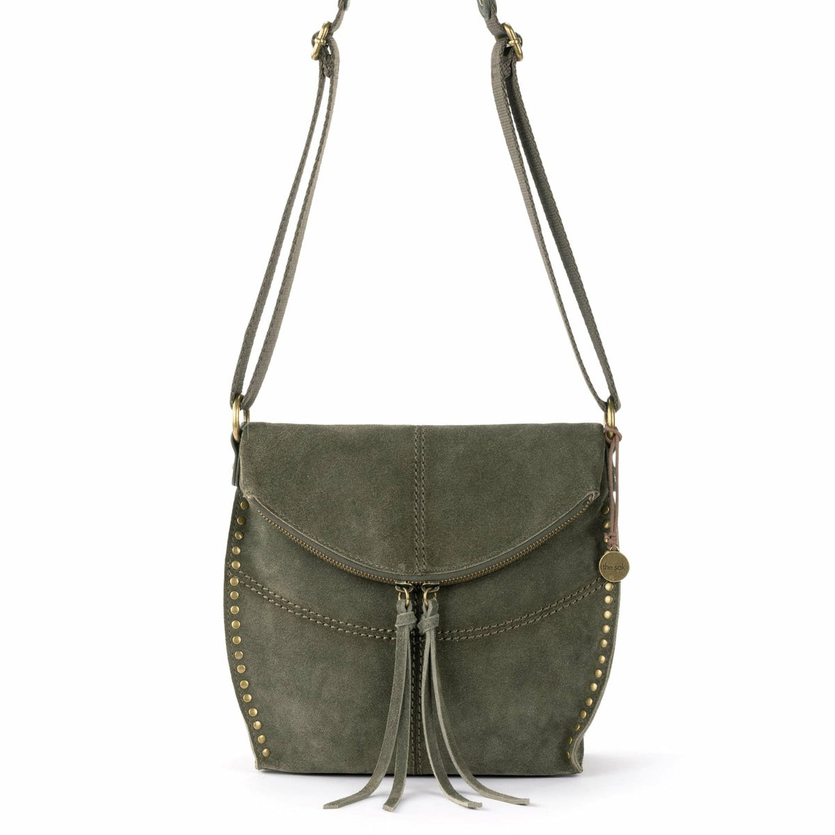 The Sak Silverlake Flap Crossbody Bag in Moss Suede