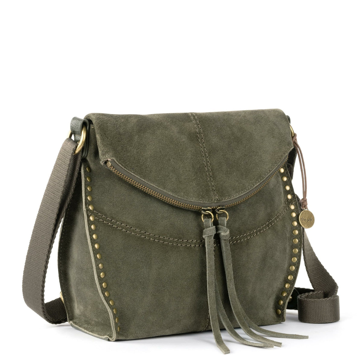 The Sak Silverlake Flap Crossbody Bag in Moss Suede