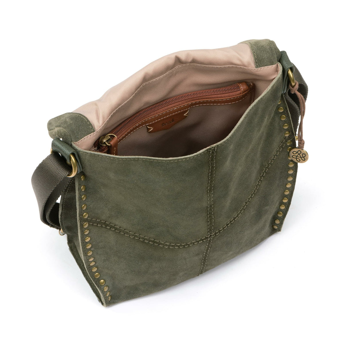 The Sak Silverlake Flap Crossbody Bag in Moss Suede