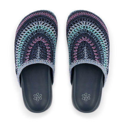 The Sak Bolinas Clog in Lapis Stripe Crochet