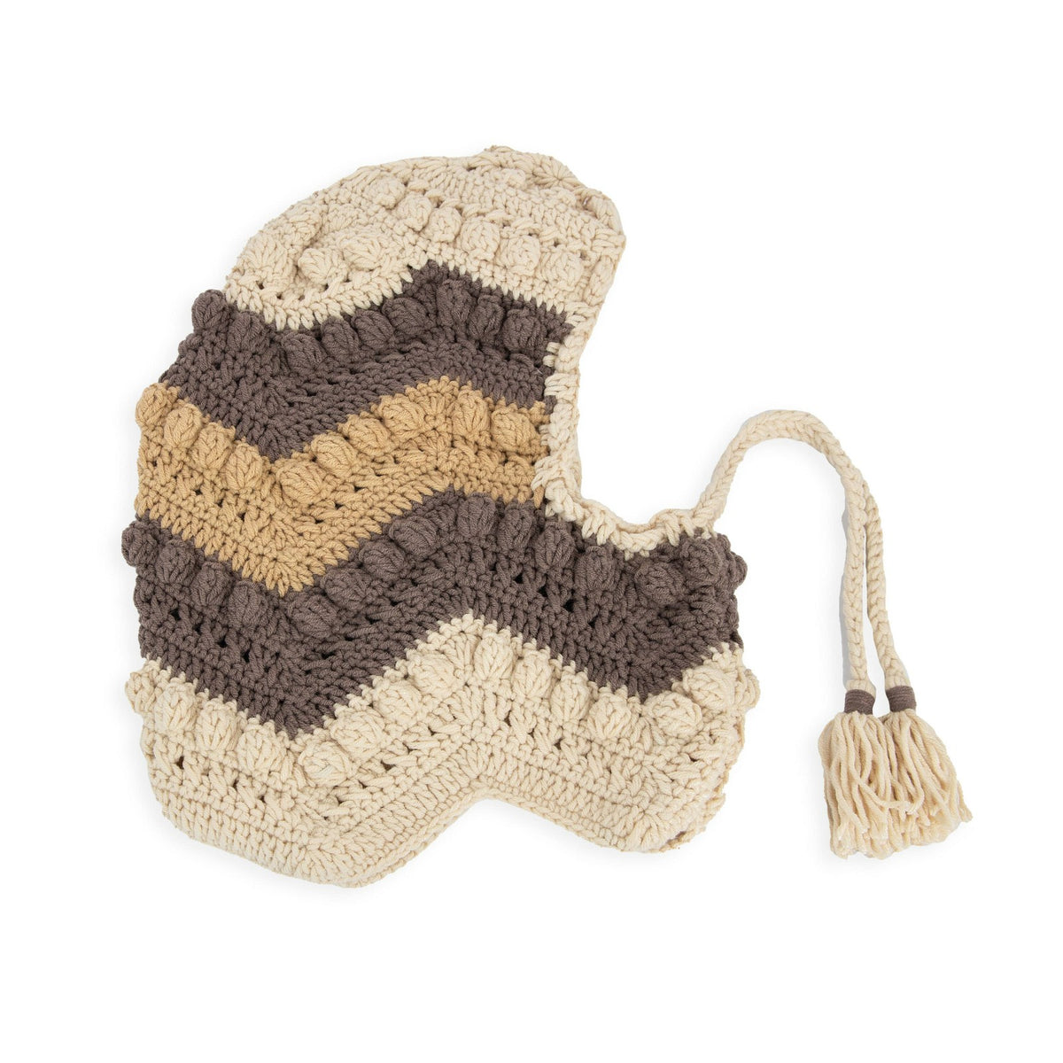 The Sak Haven Balaclava Gloves Set in Neutral Multi Crochet