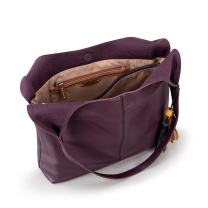 The Sak Huntley Hobo Bag in Aubergine Leather