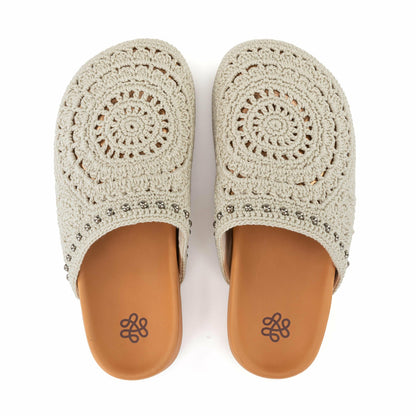 The Sak Bolinas Clog in Natural Medallion Crochet