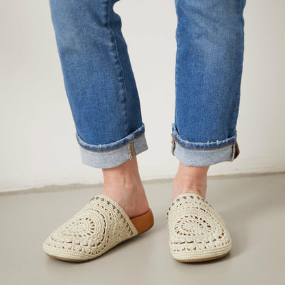 The Sak Bolinas Clog in Natural Medallion Crochet