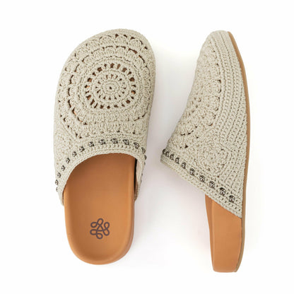 The Sak Bolinas Clog in Natural Medallion Crochet