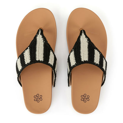 The Sak Everly Sandal in Black Stripe Crochet
