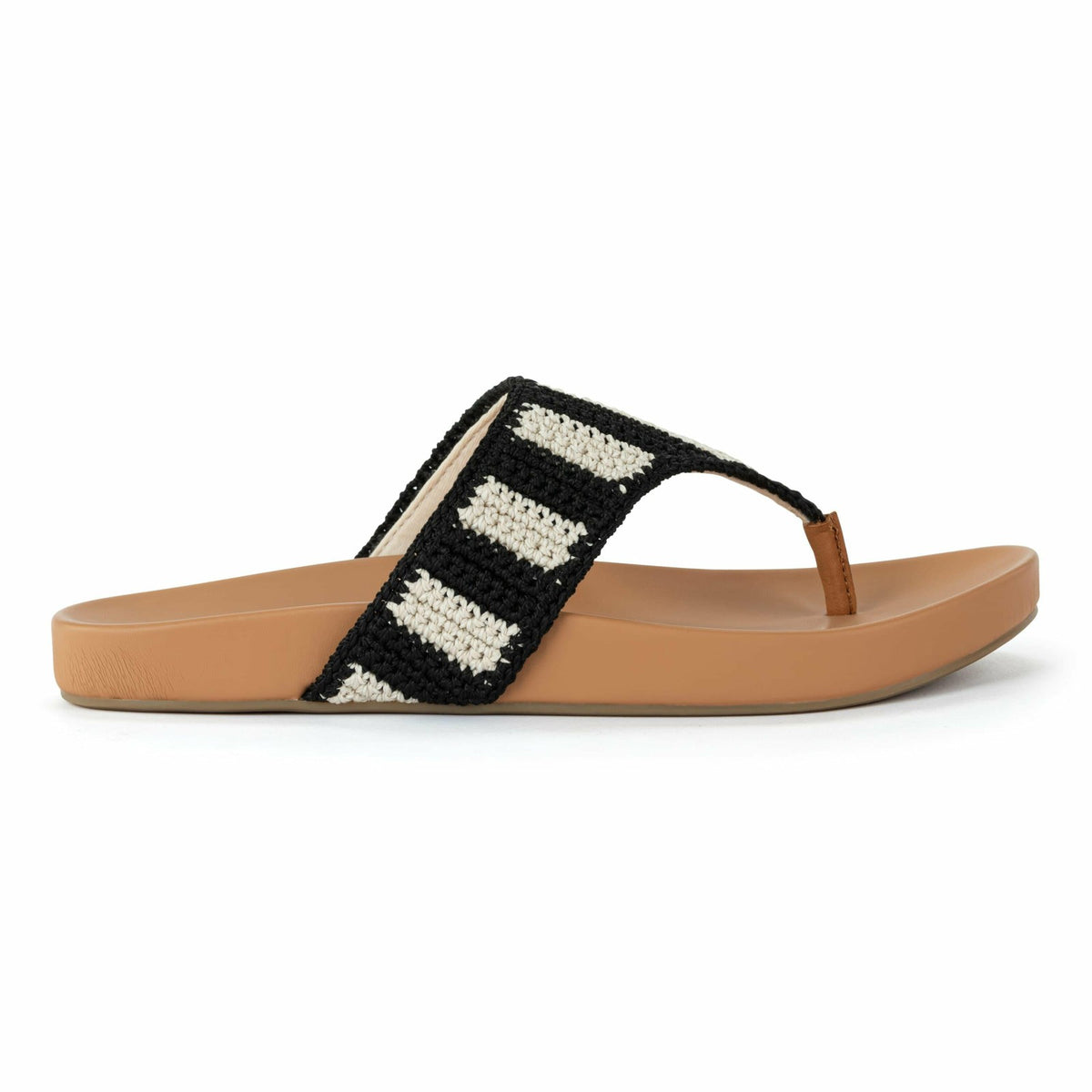 The Sak Everly Sandal in Black Stripe Crochet