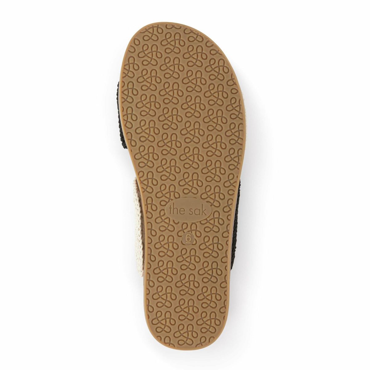 The Sak Penelope Sandal in Black Ecru Block Crochet