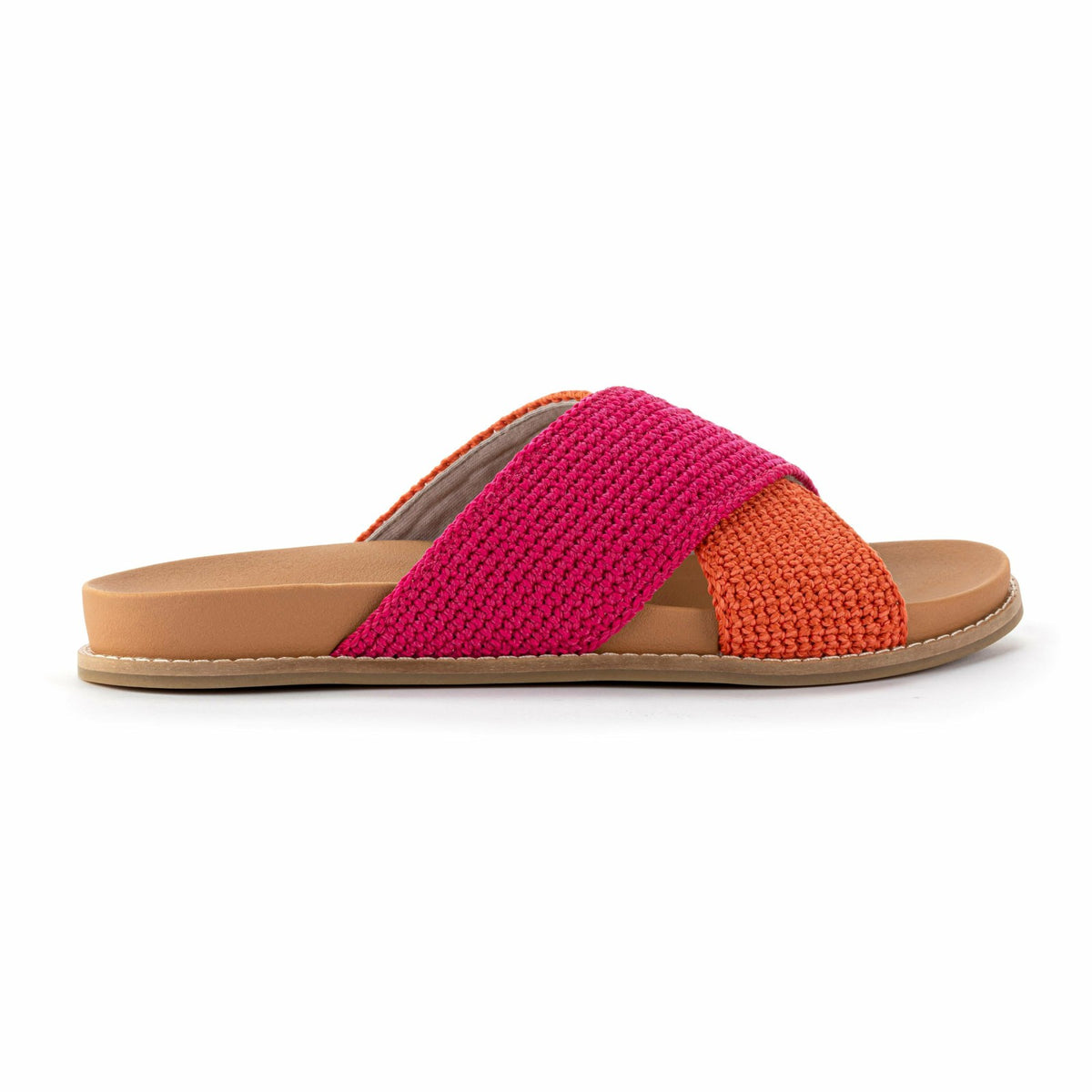 The Sak Penelope Sandal in Pinkberry Cayenne Block Crochet