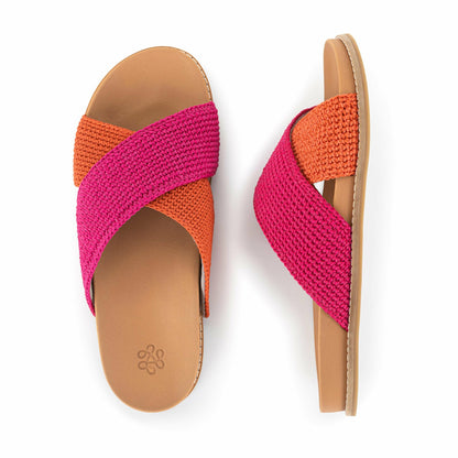 The Sak Penelope Sandal in Pinkberry Cayenne Block Crochet