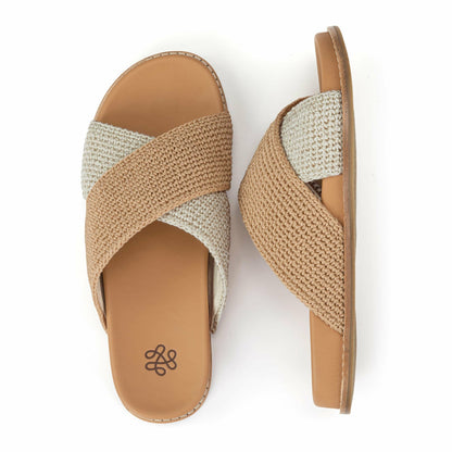 The Sak Penelope Sandal in Natural and Bamboo Block Crochet