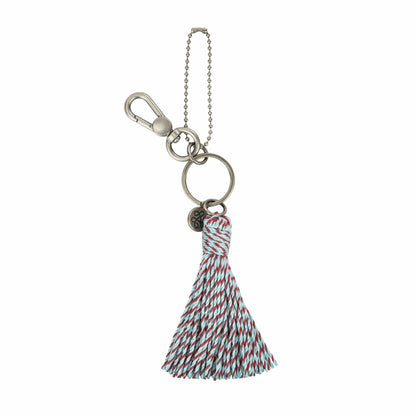 The Sak Dangle in Pale Aqua and Bing Cherry Crochet