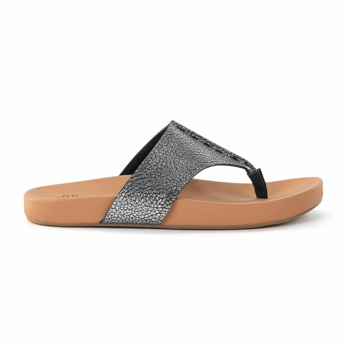 The Sak Everly Sandal in Dark Silver Leather
