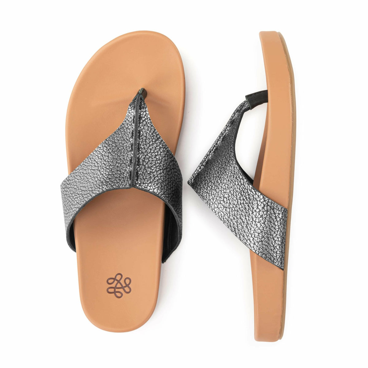 The Sak Everly Sandal in Dark Silver Leather
