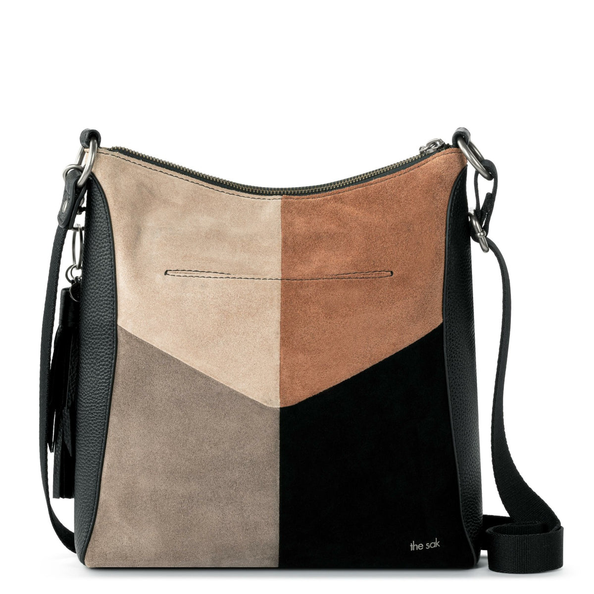 The Sak Lucia Crossbody Bag in Neutral Suede Block