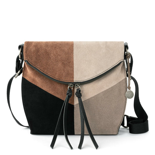 The Sak Silverlake Flap Crossbody Bag in Neutral Suede Block