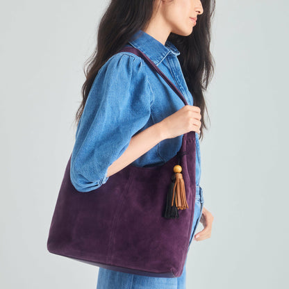 The Sak Huntley Hobo Bag in Aubergine Suede