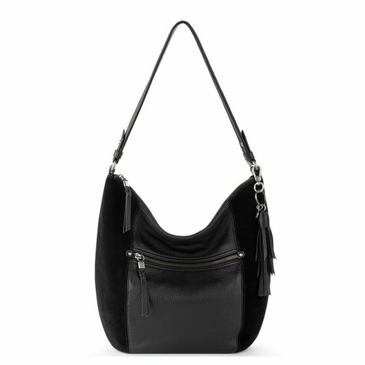The Sak Sequoia Hobo Bag in Black Suede Block Suede
