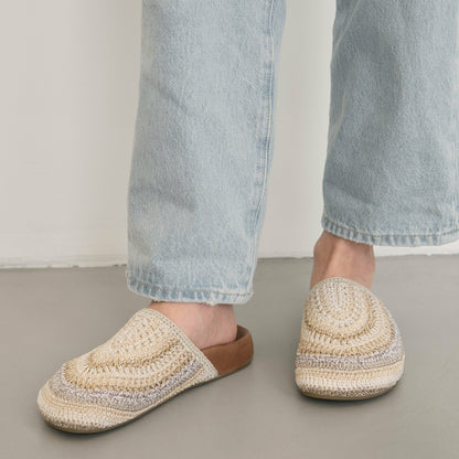 The Sak Bolinas Clog in Sand Stripe Crochet