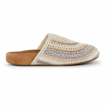 The Sak Bolinas Clog in Sand Stripe Crochet