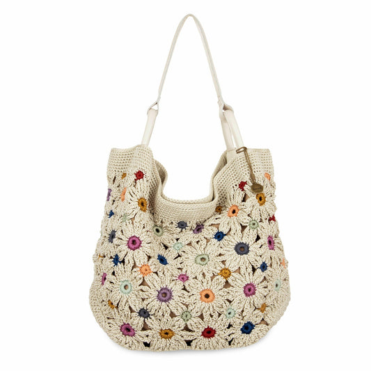 The Sak Los Feliz Large Tote Bag in Natural Multi Flowers Crochet