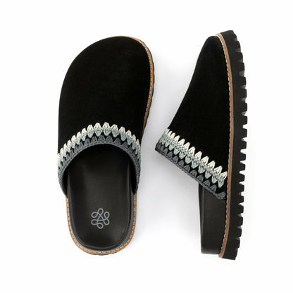The Sak Bolinas Lug Sole Clog in Black Seminyak Suede