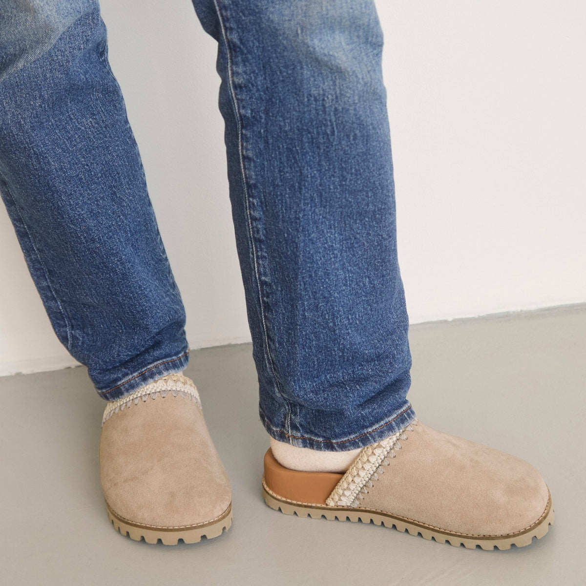The Sak Bolinas Lug Sole Clog in Sand Seminyak Suede