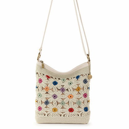 The Sak Lucia Crossbody Bag in Natural Multi Flowers Crochet