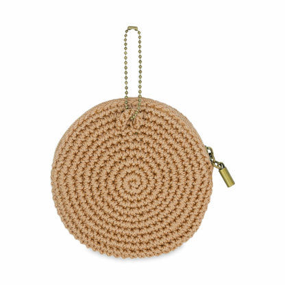 The Sak Circle Coin Pouch in Bamboo Stone Heart Crochet