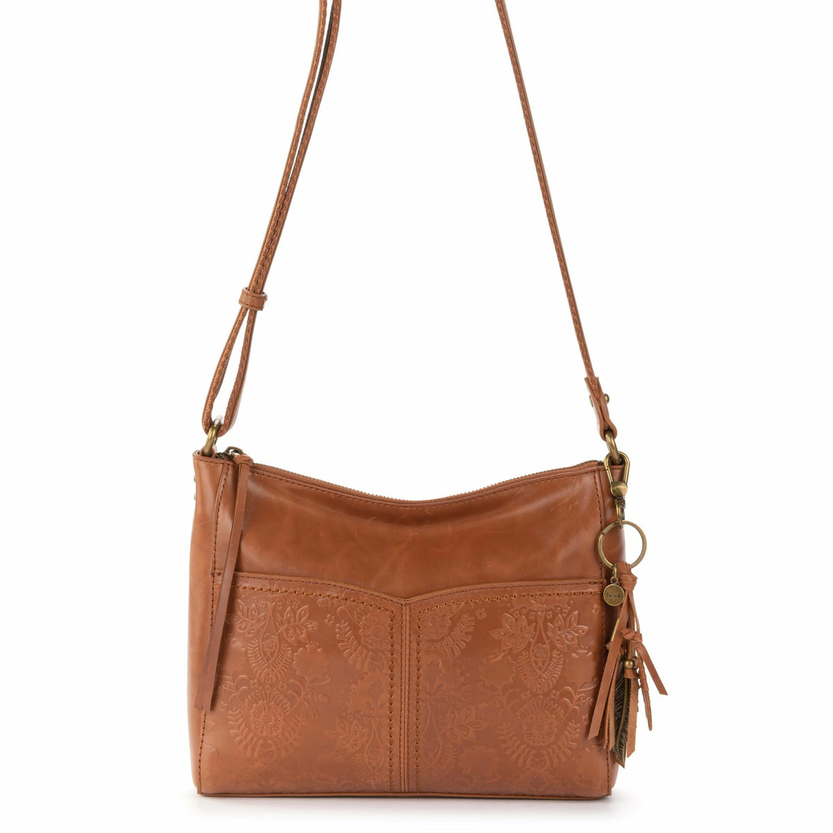 The Sak Alameda Crossbody Bag in Tobacco Floral Embossed Leather