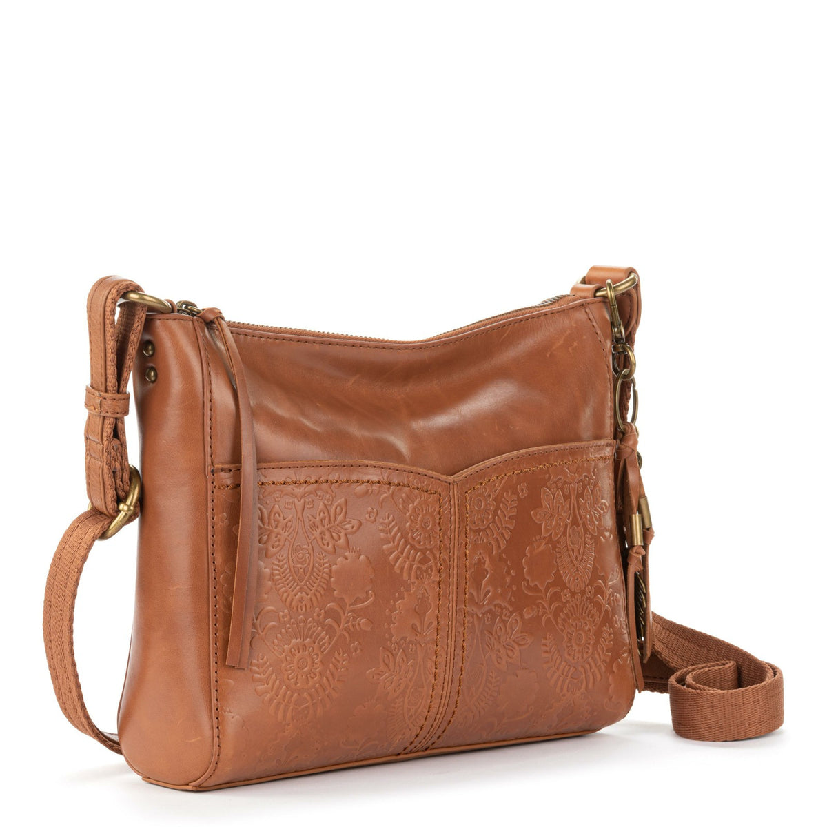 The Sak Alameda Crossbody Bag in Tobacco Floral Embossed Leather