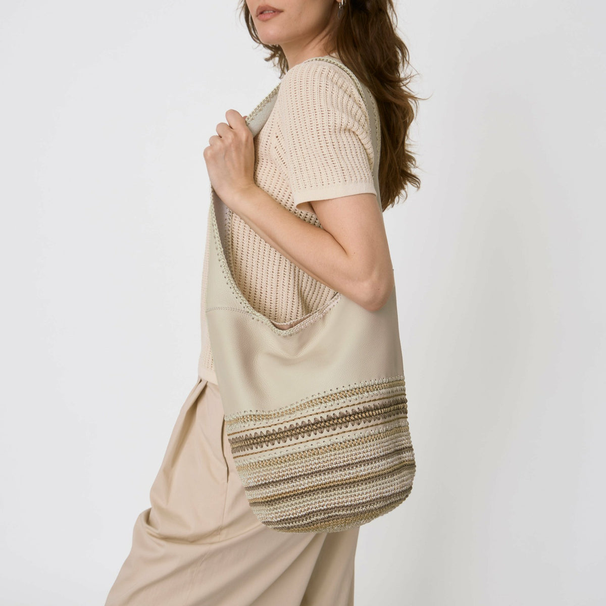 The Sak 120 Hobo Bag in Stone Neutral Seminyak Leather