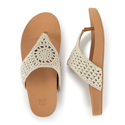 The Sak Everly Sandal in Natural Medallion Crochet
