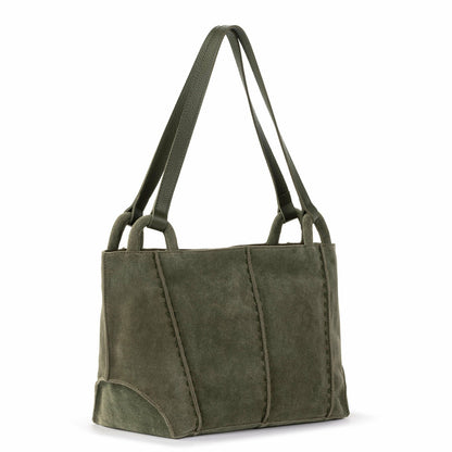 The Sak Los Feliz Satchel Bag in Moss Suede