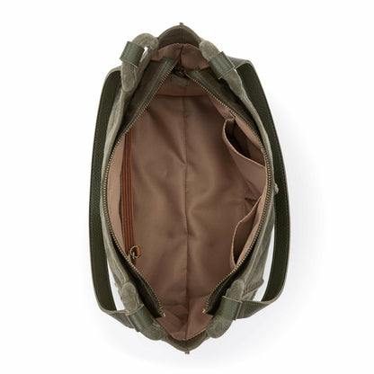 The Sak Los Feliz Satchel Bag in Moss Suede
