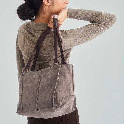 The Sak Los Feliz Satchel Bag in Mushroom Suede