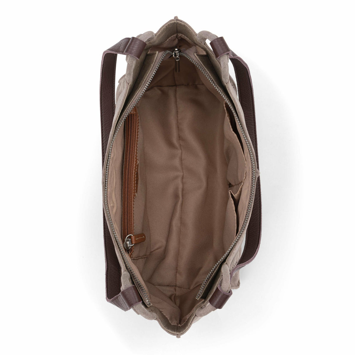 The Sak Los Feliz Satchel Bag in Mushroom Suede