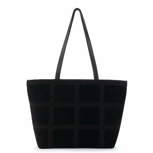 The Sak Metro Tote Bag in Black Suede Patch