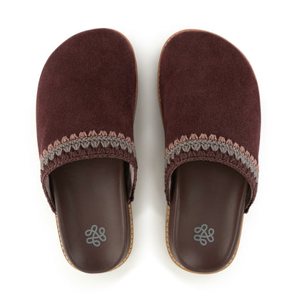 The Sak Bolinas Lug Sole Clog in Mahogany Seminyak Suede