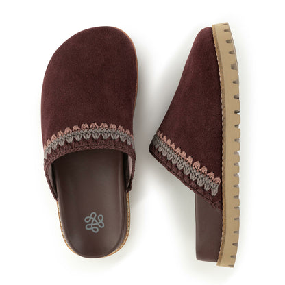 The Sak Bolinas Lug Sole Clog in Mahogany Seminyak Suede