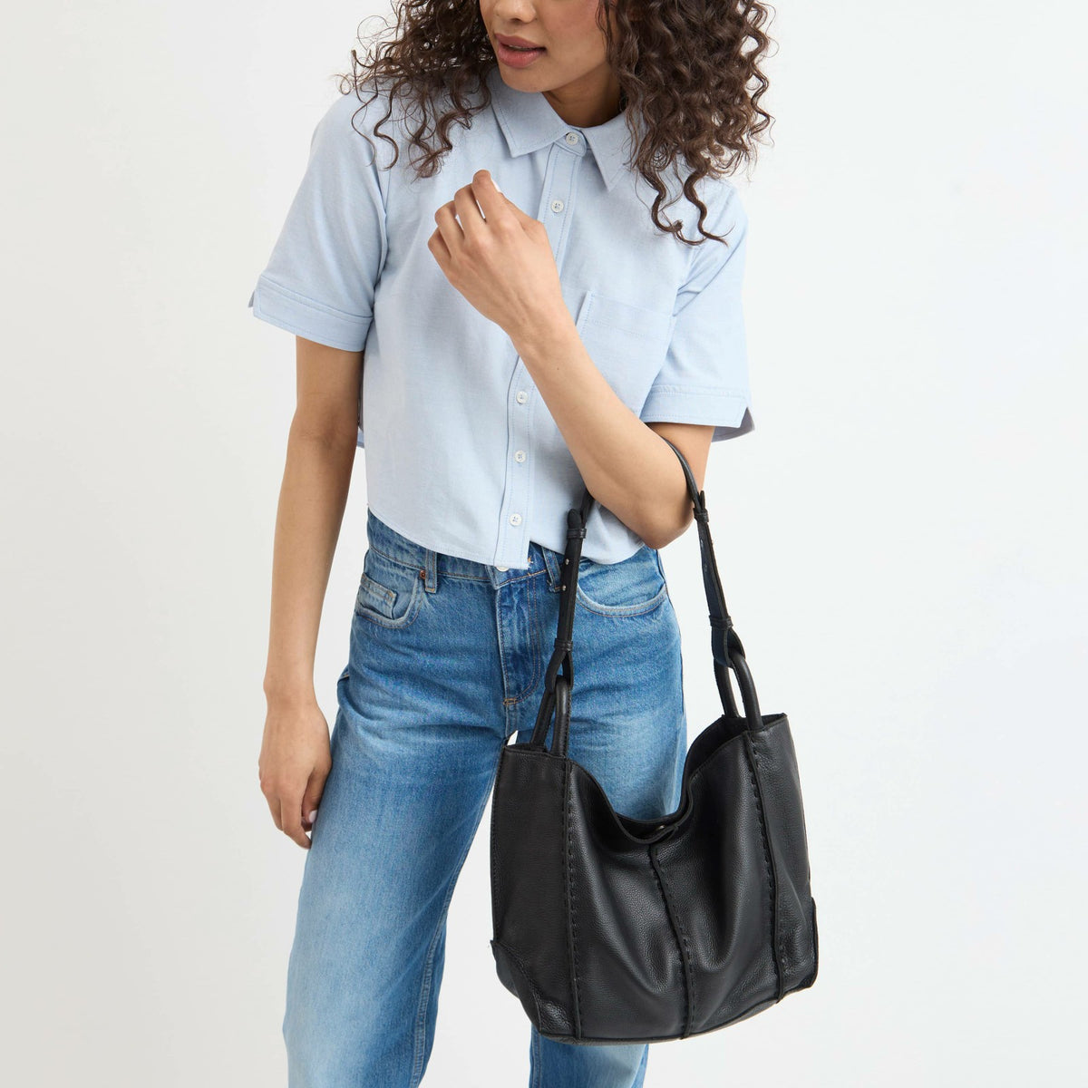 The Sak Los Feliz Medium Tote Bag in Black Leather