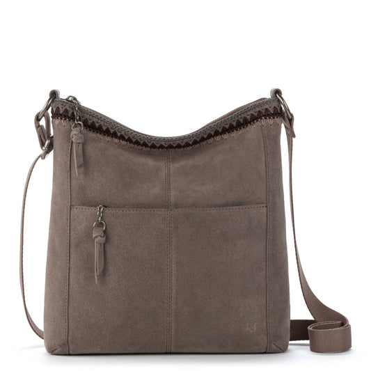 The Sak Lucia Crossbody Bag in Mushroom Suede Blanket Stitch