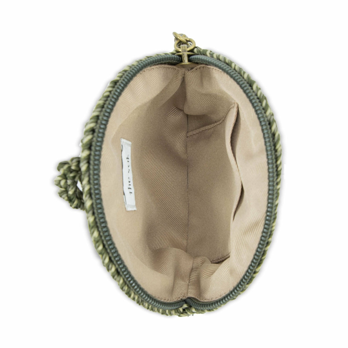 The Sak Circle Coin Pouch Wallet in Moss Static Suede Heart Crochet
