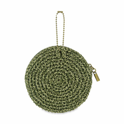 The Sak Circle Coin Pouch Wallet in Moss Static Suede Heart Crochet